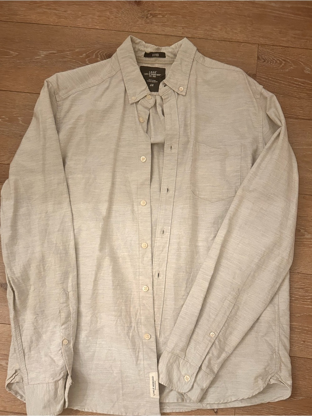 LOT of 2 H&M L.O.G.G. Men’s Fitted Button Down Shirts | Blue & Cream | Size L
